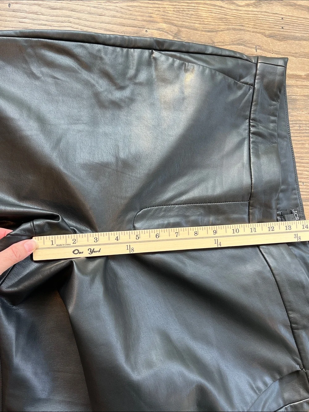 J. Crew Kate BU141 Black Faux Leather ankle Straight-Leg Pants size 16